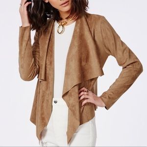 Zara Faux Suede Draped Cardigan